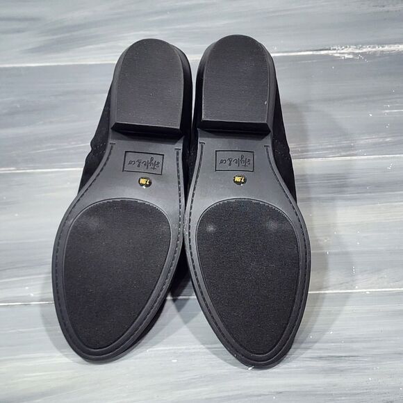 Style&co Raniaa Booties Black Block Heel Slip On Ankle Boots 7.5 M - Picture 9 of 12
